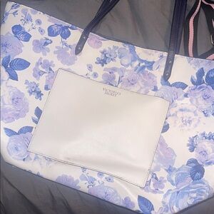 Victoria's Secret White and Blue Floral Tote